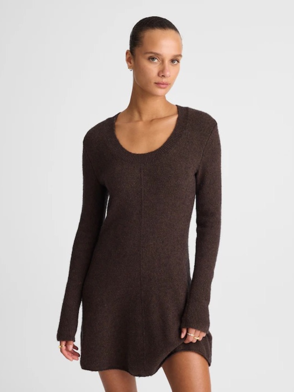 NWT Madewell Knit Brown Scoop Neck Women's Sweater Dress